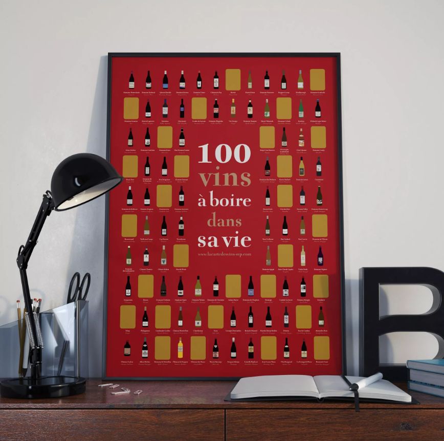 100 vins à boire dans sa vie – Poster à gratter